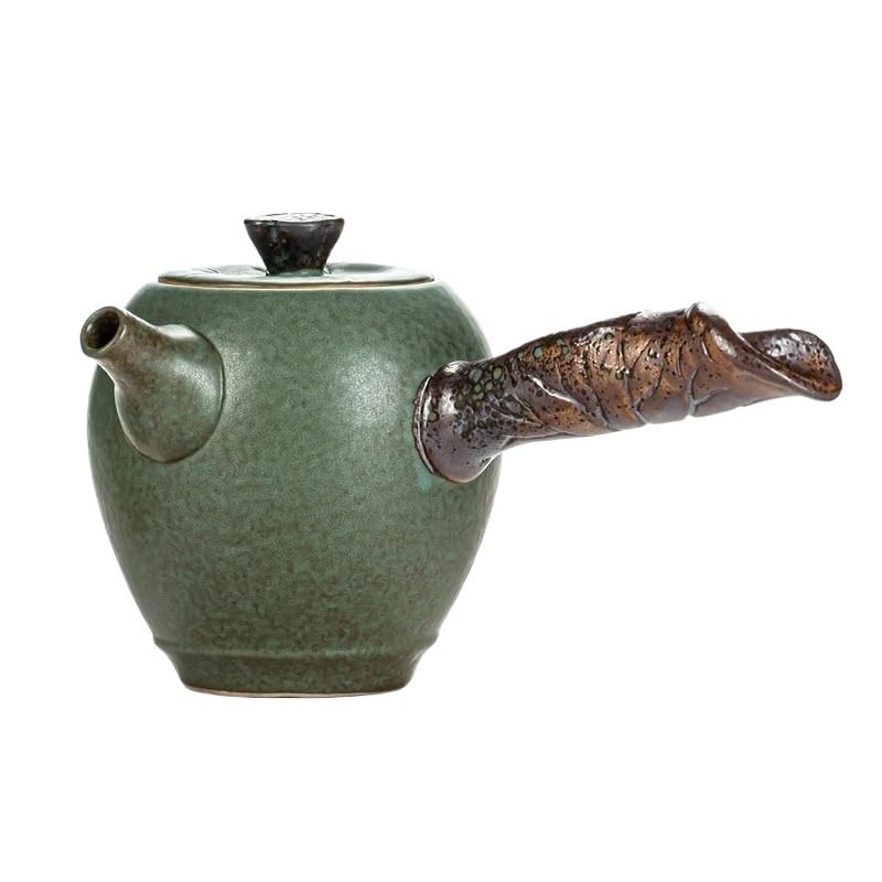 セラミックティーポット 中国ティーポット レトロハンドル付き ティーポット 自宅用 茶道用品 ポータブル 旅行磁器｜レボショップ
