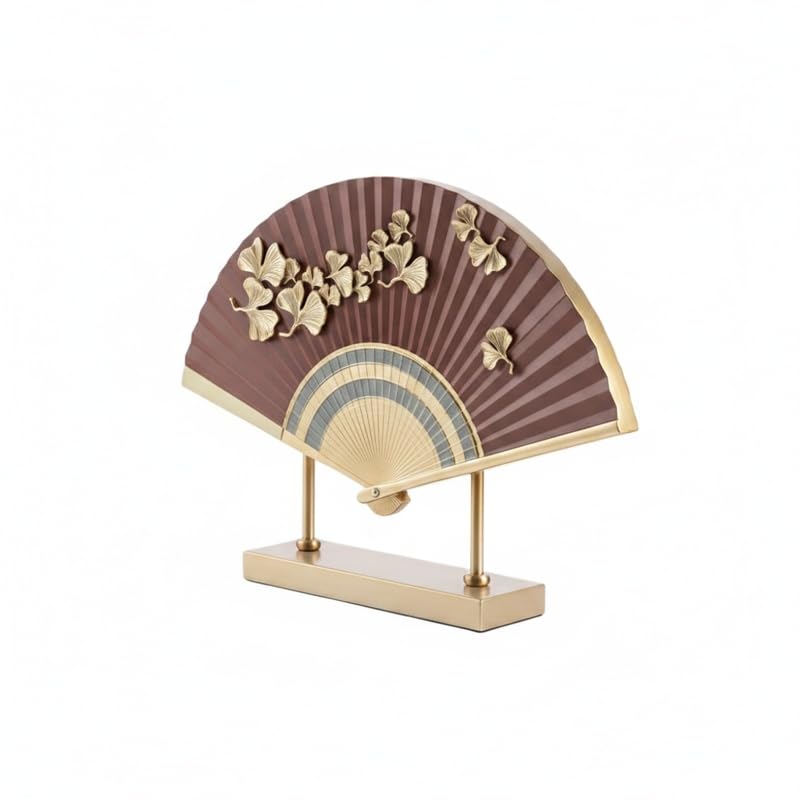 禅意扇子置物 和風インテリア装飾品 樹脂金属製 ディスプレイアート雑貨 玄関リビング書斎用 ギフト適 小型 和モダン (,小)|レボショップ