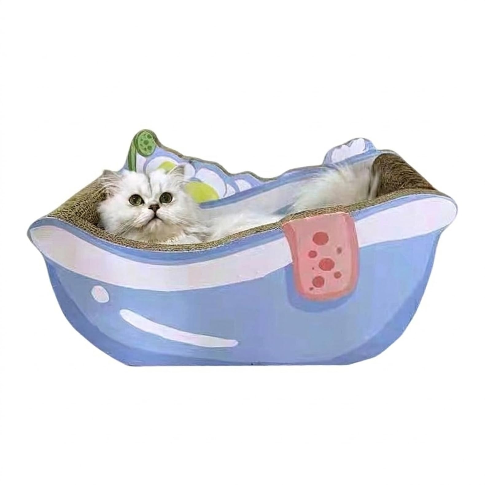 猫爪とぎ ダンボール猫ハウス 高密度段ボール製 バスタブ型 爪研ぎ兼ベッド 猫小屋猫箱 家具破壊防止 ストレス解消 通気性良好 掃除便利 多機能猫用品 室内飼育適用 (青,大きい) (小さい,青)｜レボショップ