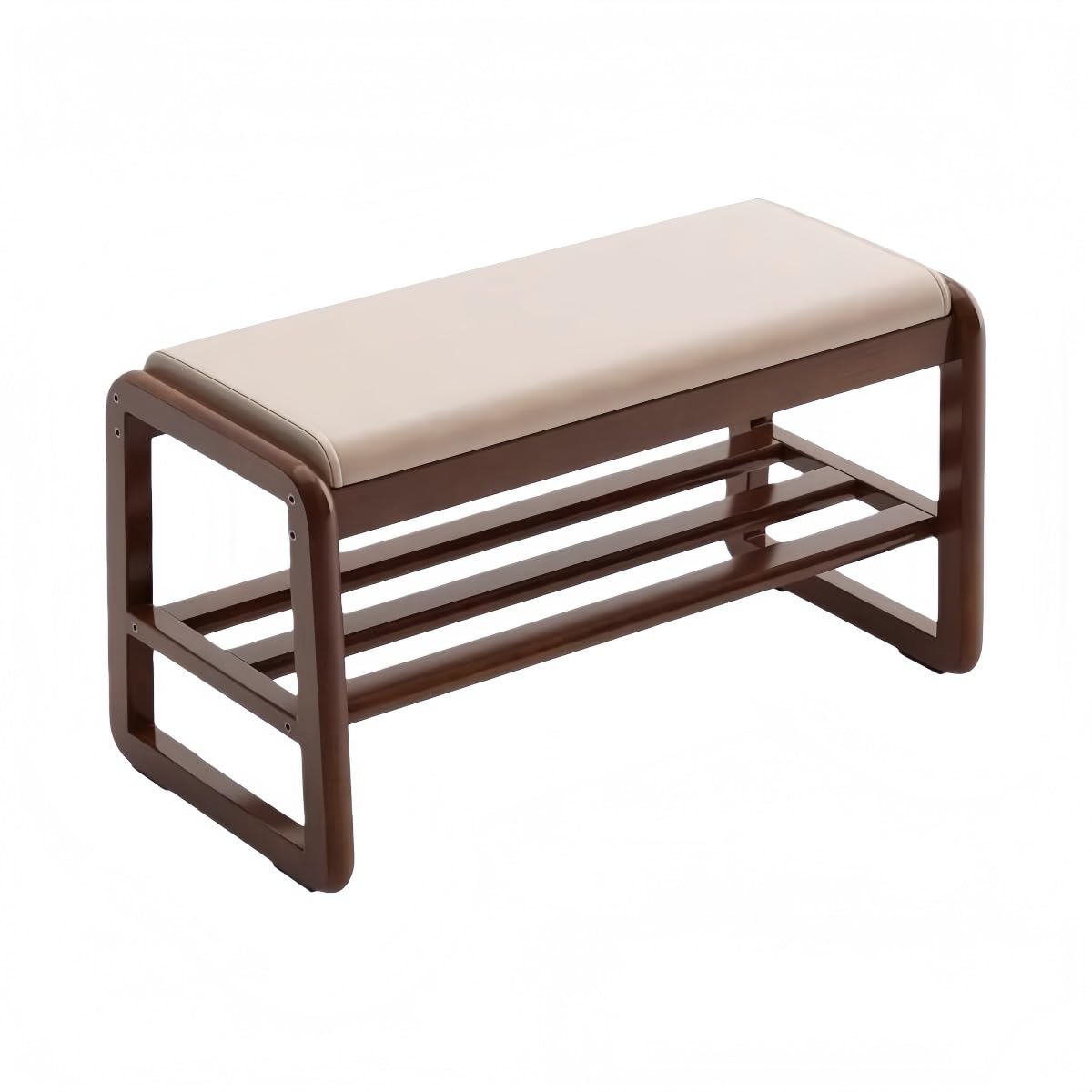 実木棚交換靴ベンチ靴箱家庭用一体ドア靴椅子 (80 クルミ色)｜レボショップ 15,340円