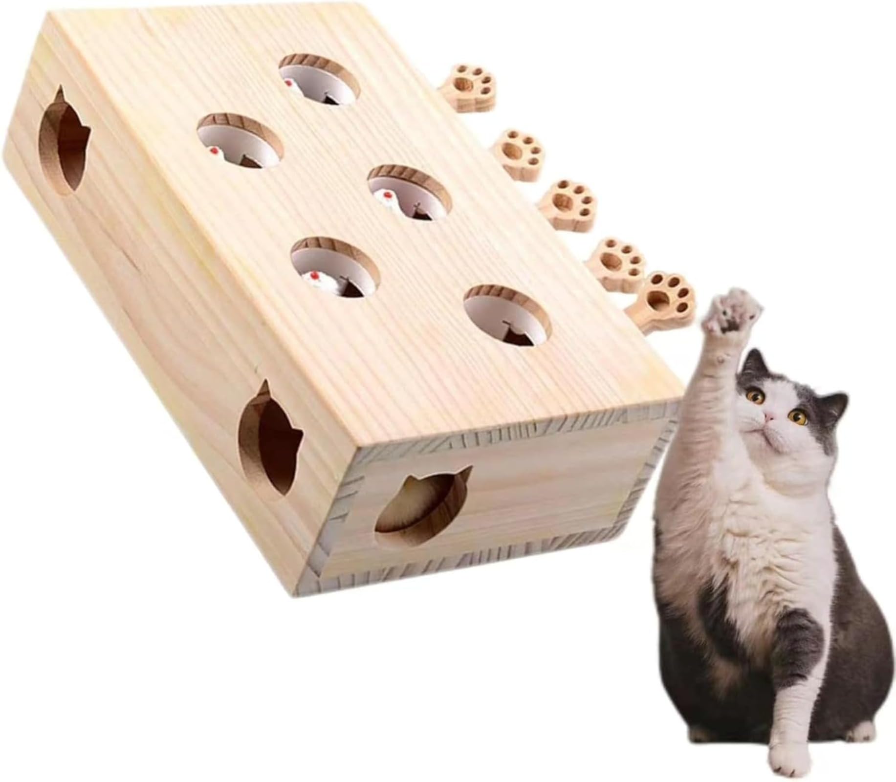 モグラ叩き 遊び じ 猫 おもちゃ もぐら ぐらたたきじゃらし モグラ叩き 遊び じゃれ モグラ叩き 木箱 じゃらし 知育 おもちゃ ペットグッズ|レボショップ