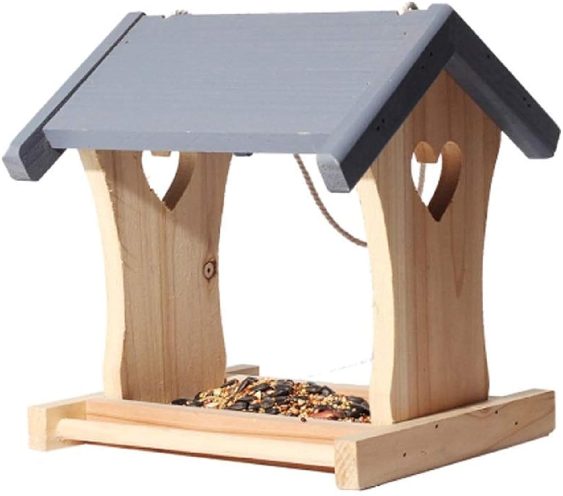 野鳥の餌台 バードフィーダーバー餌台 鳥の餌箱駅|木製バードフィーダー 庭の屋外の供給するための耐久性のあるハンギングワイルドバードフィーダー （19.5センチメートル* 17センチメートル* 21センチメートル） (野鳥の餌台)｜レボショップ