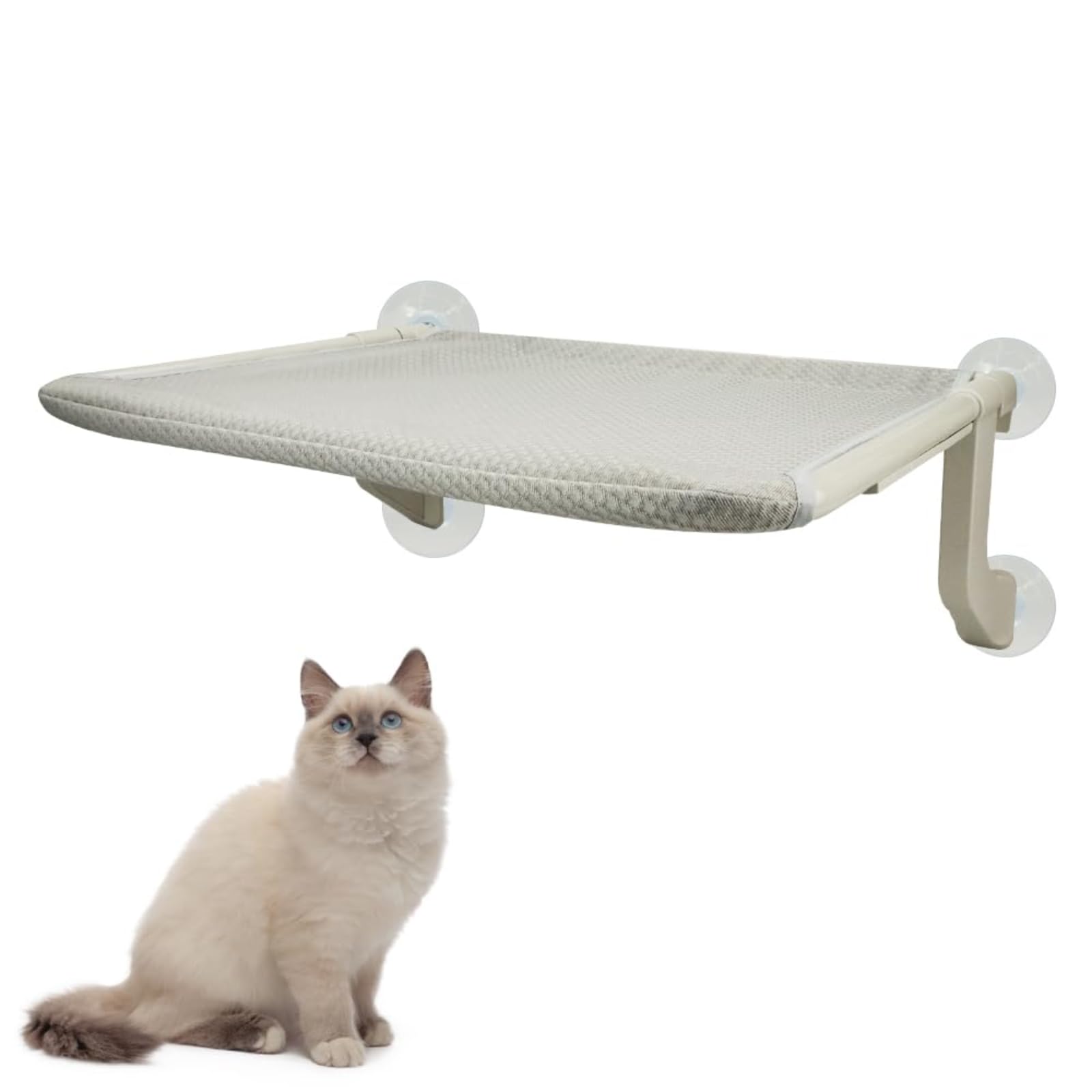 猫用ハンモック 窓際 臥榻片方 吸盤式 2WAY 室内 猫 窓枠 ハンモック 釣りあい 通気性 洗える 合わせる能力のある 耐荷重25kg キャットタワー 途切らせる所 日おおい ハンモック 薄墨色