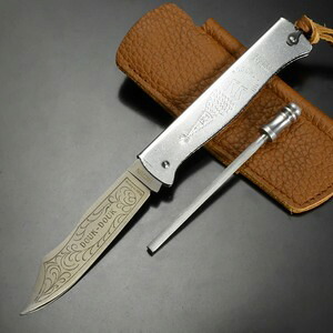 Douk-Douk 折りたたみナイフ stainless chrome シース付属 DD815GME スプリングバック 後方板バネ スリップジョイント機構 板ばねロック フォールディングナイフ 折畳ナイフ 折畳みナイフ 折畳式ナイフ 折り畳み式ナイフ 折りたたみ式ナイフ 折込ナイフ 折込みナイフ