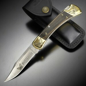 BUCK 折りたたみナイフ 110 限定品 イエローホースカスタム バタフライ刻印 バックナイフ Folding Hunter フォールディングハンター Butterfly フォールディングナイフ 折り畳みナイフ 折り畳み式ナイフ 折りたたみ式ナイフ フォルダー