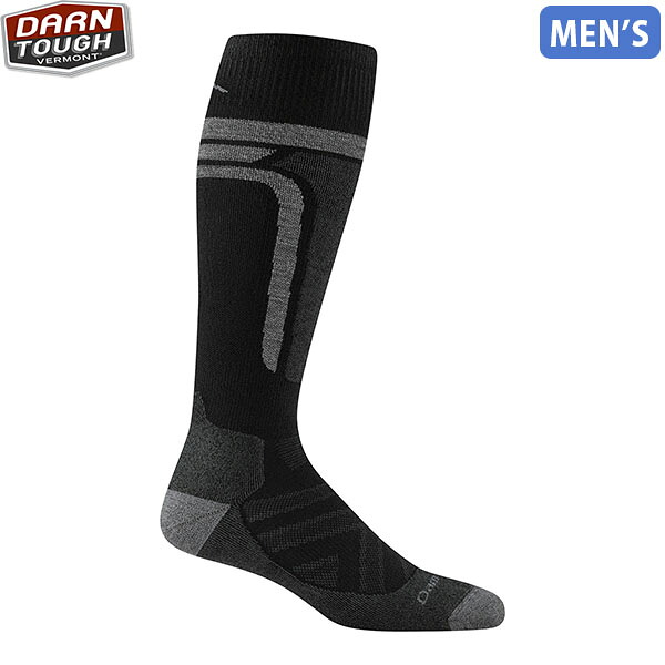 ダーンタフ DarnTough 靴下 メンズ Ms エッジ オーバーカフ ミッドウェイト クッション ブラック 8053-black DAR19448053001