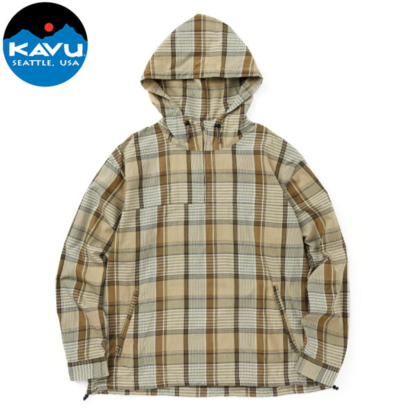 カブー KAVU メンズ シャツジャケット チェックプルオーバー ベージュ KAV19822201047