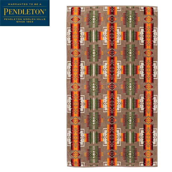 PENDLETON ペンドルトン ジャガードバスタオルオーバーサイズ 旗がしらジョセフ XB233 チーフジョセフカーキ PEN19373185114000