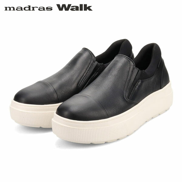 マドラスウォーク madras Walk レディース ゴアテックス スリッポン 厚底 レザー MWL1024 BLACK 防水透湿 MADMWL1024BLA|Retailer リテイラー