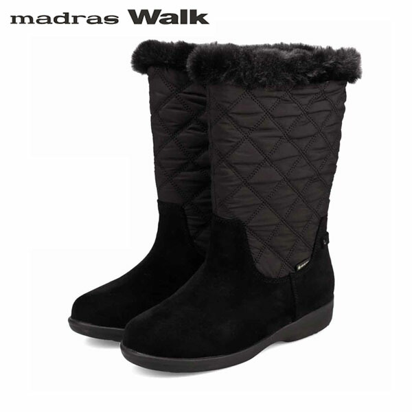 マドラスウォーク madras Walk レディース ゴアテックス スノーブーツ キルティング MWL2232 BLACK 雨合羽透湿 MADMWL2232BLA