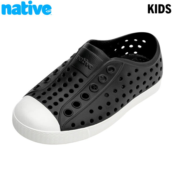 原住民シューズ Native Shoes キッズ お坊っちゃん スリッポン ジェファーソン Jefferson Youth JffyBlk/ShlWht 軽さ ぼうぜん自失吸いあげる ウォッシャブル NAT151001001105