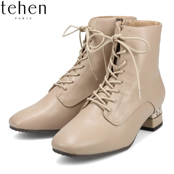 テーン tehen レディース レースアップブーツ TN1766 BEIGE 撥水 太踵 マドラス madras TEHTN1766BEG その他-靴-ブーツ
