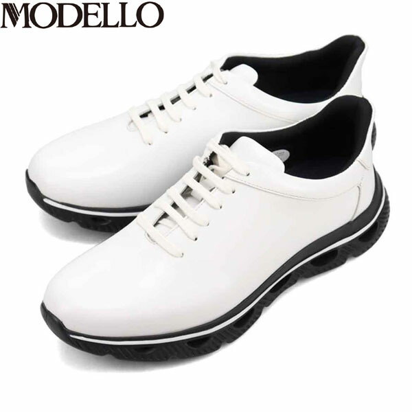 モデロ MODELLO メンズ レザースニーカー DM3342 WHITE カバロス加工 抗菌防臭 速乾 マドラス madras MODDM3342WHT