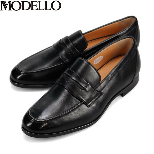 モデロ MODELLO メンズ ビジネスシューズ DM3344 BLACK ブラック スリッポン カバロス加工 通勤 吸湿速乾 抗菌防臭 マドラス madras MODDM3344BLA