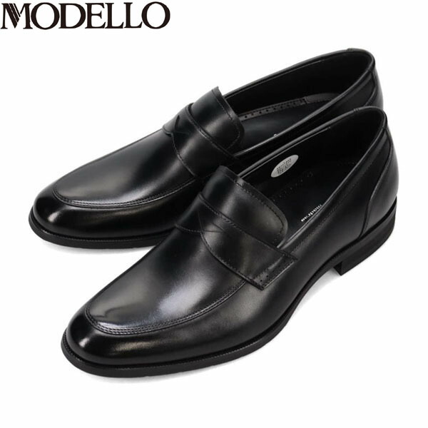 モデロ MODELLO メンズ ビジネスシューズ DMK7413 BLACK ブラック ローファー 大きいサイズ ふわビジ やわらかい 通勤 マドラス madras MODDMK7413BLA
