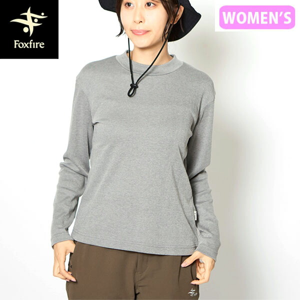 フォックスファイヤー Foxfire レディース カットソー トップス 長袖 マイクロアゼモックネック グレー(020) ストレッチ FOX8115558020