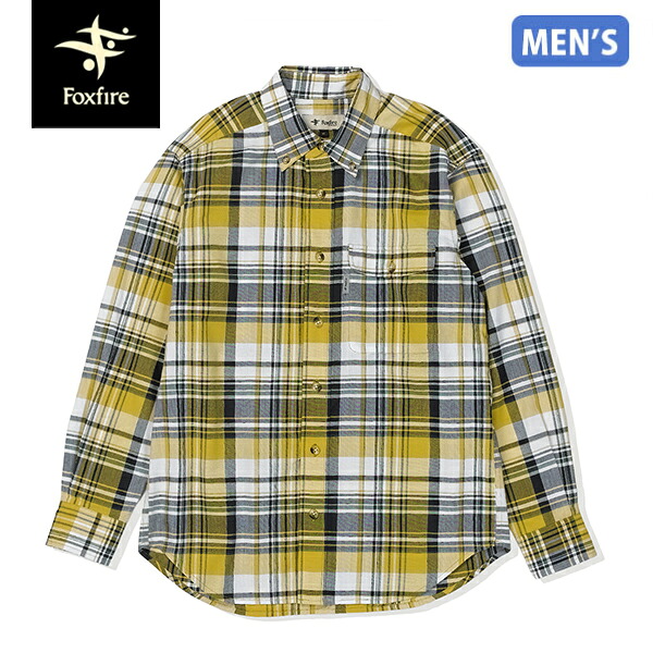 フォックスファイヤー Foxfire メンズ 山シャツ 長袖 Cシールドフレッシュチェックシャツ イエロー 遮熱 吸汗速乾 登山 FOX5212521030｜Retailer　リテイラー
