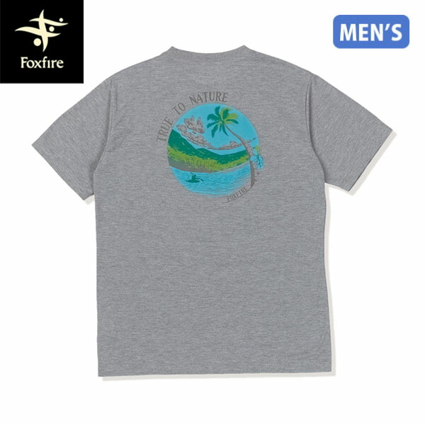 フォックスファイヤー Foxfire メンズ 半袖Tシャツ CシールドMG T S/S グレー 遮熱 登山 ロゴT 速乾 FOX5215631020
