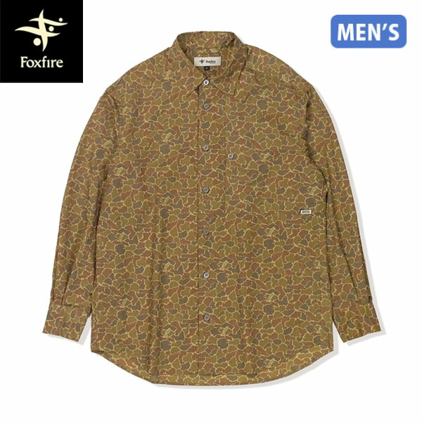 フォックスファイヤー Foxfire メンズ フィッシングシャツ 長袖 フィッシュアイカモシャツ ブラウンカモ ステルス性 迷彩 速乾 釣り FOX6212681112