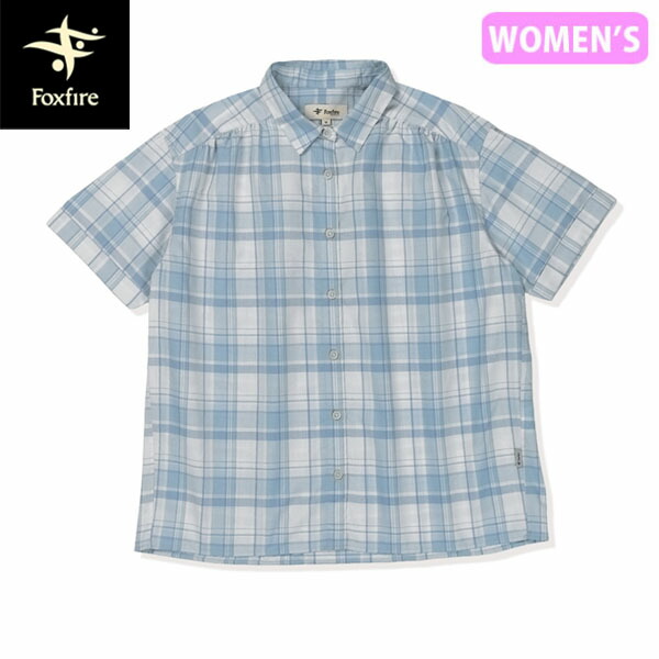 フォックスファイヤー Foxfire レディース カジュアルシャツ 半袖 ブリージーシャツS/S ライトブルー 涼感 梨地 上品 速乾 FOX8212685054