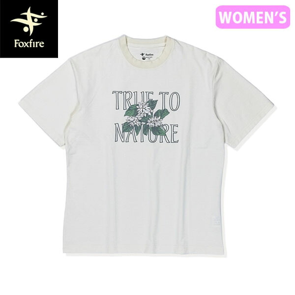 フォックスファイヤー Foxfire レディース 半袖Tシャツ TSフラワーTTN T S/S オフホワイト 花柄 ロゴT ストレッチ FOX8215681002