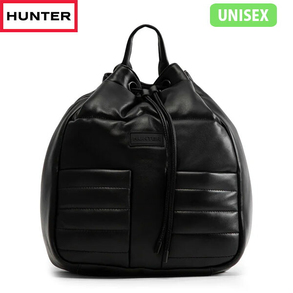 国内正規品 ハンター HUNTER リュック レザー ドローストリング バックパック UBB5500LHR ブラック 耐水 雨 レザー 黒 HURUBB5500LHRBLK