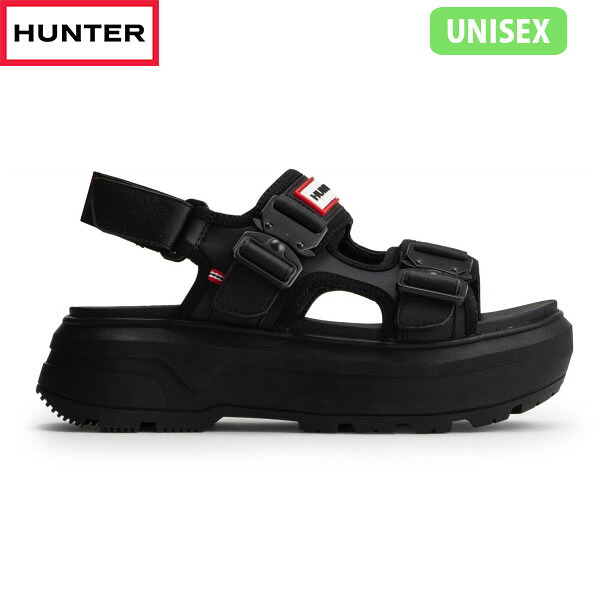 国内正規品 ハンター HUNTER サンダル メンズ レディース シティ リベル ネオ レザー バックル サンダル UFD3109LEA ブラック 撥水 レザー HURUFD3109LEABLK｜Retailer　リテイラー