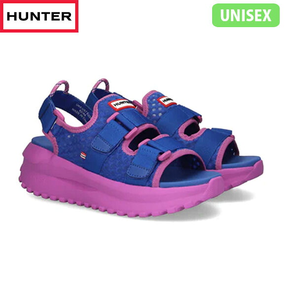 国内正規品 ハンター HUNTER サンダル UFF3120MSH-CBF ユニセックス メンズ レディース トラベル フロー ダブル ストラップ サンダル クルーズブルー / エナジーフューシャ 夏 メッシュ素材 通気性 海 プール HURUFF3120MSHCBF|Retailer リテイラー