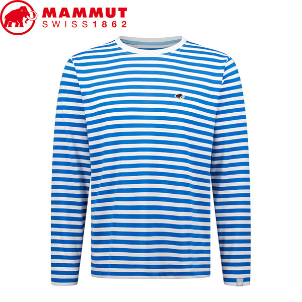 マムート MAMMUT 1016-01820 長袖Tシャツ ボーダー ユニセックス Mammut Stripe Longsleeve AF glacier blue-white アジアンフィット ストレッチ 速乾 マリンレジャー デイリー MAM10160182050593