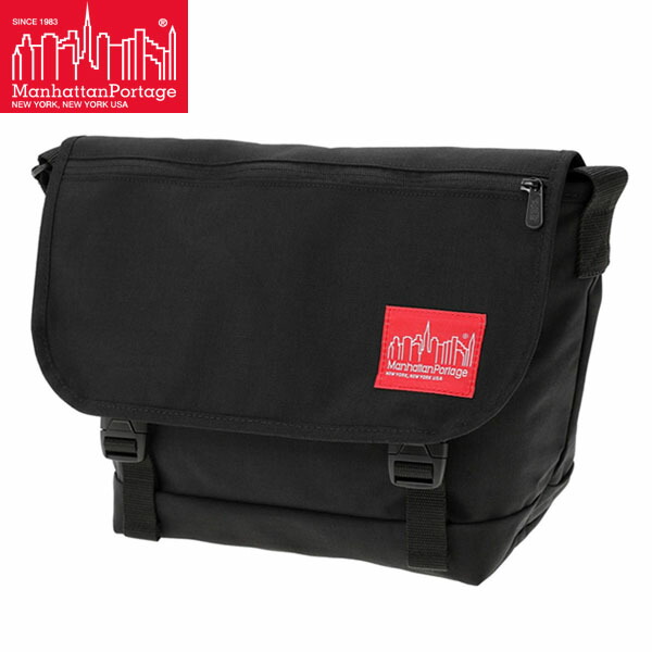 マンハッタンポーテージ 飛脚屋御徒面子 Manhattan Portage NY Messenger Bag JR Flap Zipper Pocket Black MP1606JRFZPBLK
