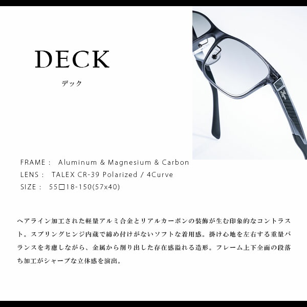 ゼクー Zeque 偏光サングラス 偏光グラス デック DECK F-1862 BLACK ...