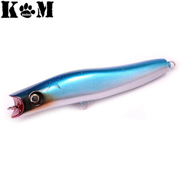 KM制作室 Illex 180 白木模範例 青色 飛び込み競技木筆 ダイペン 白木繋ぎ 木製 ルアー KMK4582459467185