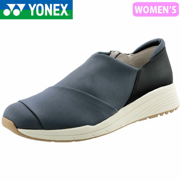 ヨネックス YONEX レディース パワークッションL120 グレー ウォーキングシューズ カジュアルシューズ 軽量 衝撃吸収 ファスナー 撥水 抗菌防臭 YONSHWL120010
