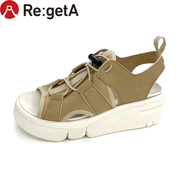 リゲッタ Re:getA サンダル レディース RE253 軽量厚底スポーティーサンダル ベージュ RGTRE253BEG