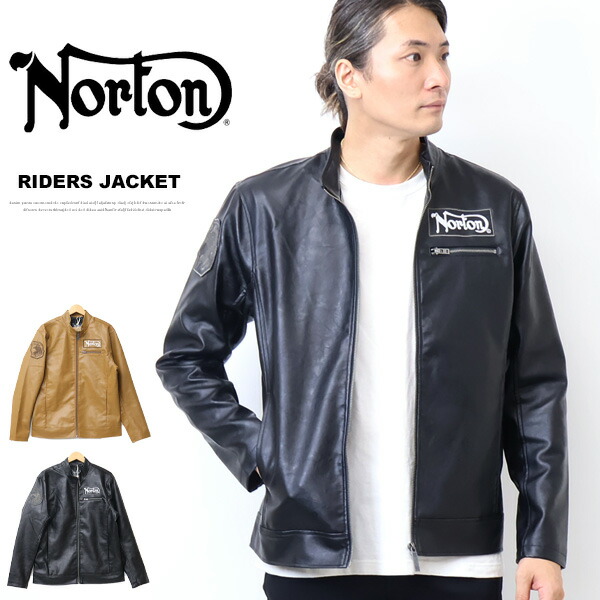 楽天市場】norton ノートン ライダース フェイクレザー パッチド