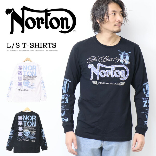 Norton ノートン ブルーペイズリー MAX ロンT メンズ カットソー 長T 長袖ティーシャツ 貨物輸送無料 241N1109B