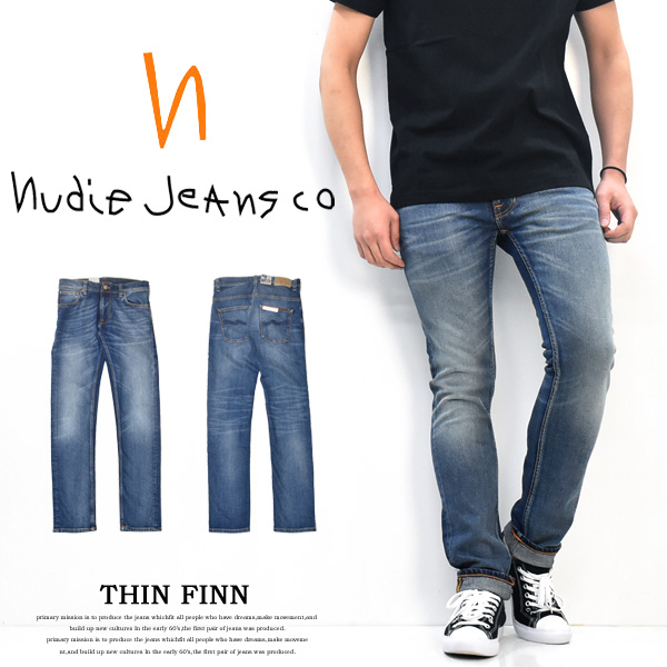 楽天市場 Nudie Jeans ヌーディージーンズ Thin Finn シンフィン スキニーストレート ストレッチデニム ジーンズ メンズ スリム タイト Blue Temple 送料無料 Rex One レックスワン