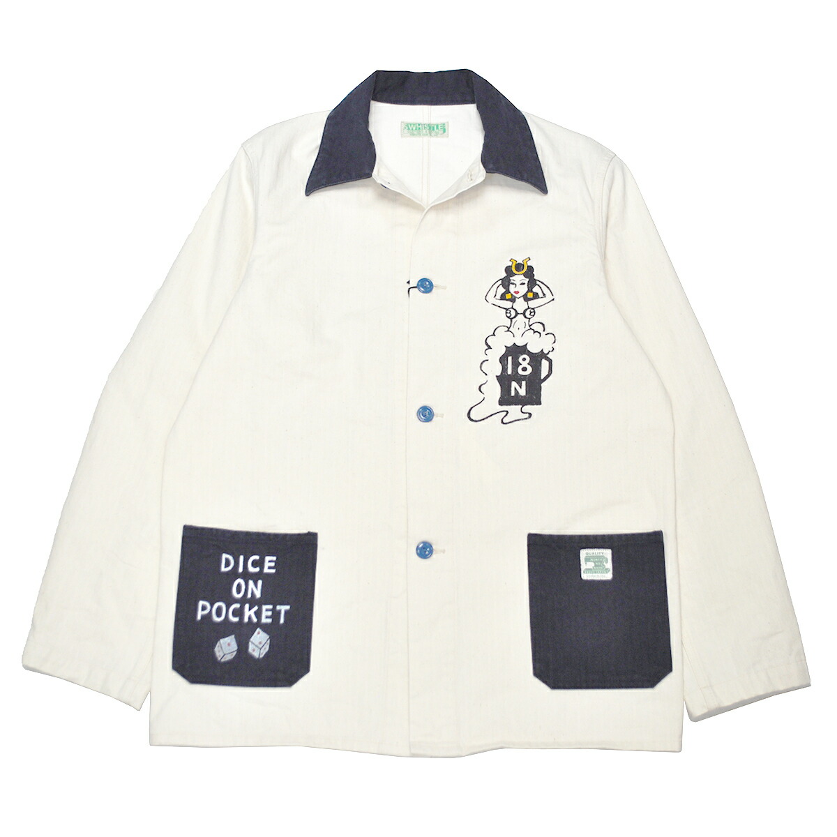 取りのこしS大きさのみ 5 WHISTLE TWO TONE BEER JACKET ファイブ 呼び子 お手々絵の具 押しかぶせる櫂【NORTH NO NAME/ノースノーネーム】