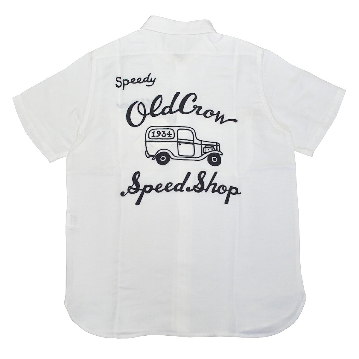残りSサイズのみ OLD CROW WHISKEY DELIVERY - S/S SHIRTS (WHITE) オールドクロウ スピードショップ 半袖 ワークシャツ /SPEED SHOP/スピードショップ/GLADHAND【GANGSTERVILLE/ギャングスタービル/WEIRDO/ウィアード】
