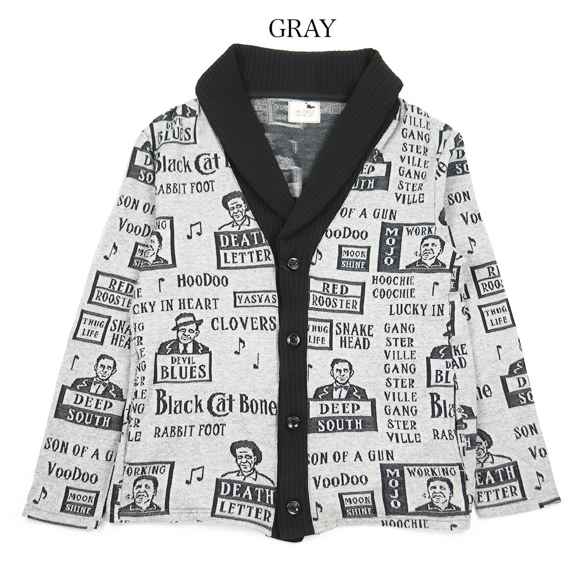 残りSサイズのみ GANGSTERVILLE MOJO - SHAWL CARDIGAN ギャングスタービル 総柄 ジャガード ショールカラー カーディガン/GLADHAND/グラッドハンド/WEIRDO/ウィアード/OLD CROW/オールドクロウ｜REZAR 21,868円