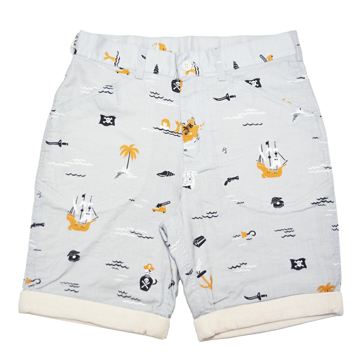 残りMサイズのみ WEIRDO PIRATES - BEACH SHORTS (GRAY) ウィアード 総柄 ビーチ ショーツ/ハーフパンツ/GLADHAND【GANGSTERVILLE/ギャングスタービル/OLD CROW/オールドクロウ】