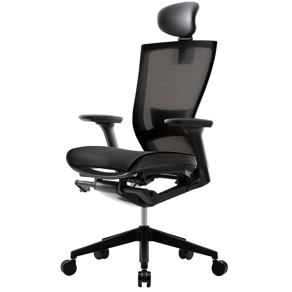 【個人宅配送可能商品】［FURSYS］T50air チェア 可動肘 ヘッドレスト ランバー付き ブラック CHXRF6100AHZ2D6B