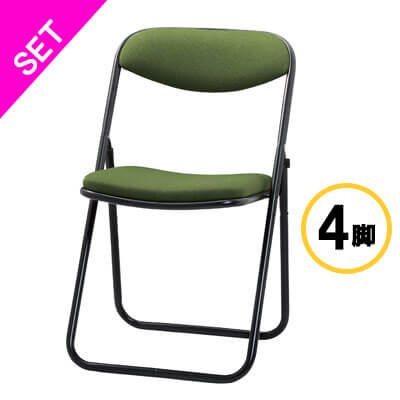 【メーカー取り寄せ品】SCF20　フォールディングチェア　スチールパイプ（Φ22.2）・厚張り　布張り　ダークグリーン　4脚セット◆SCF20-MYD-DG-4SET
