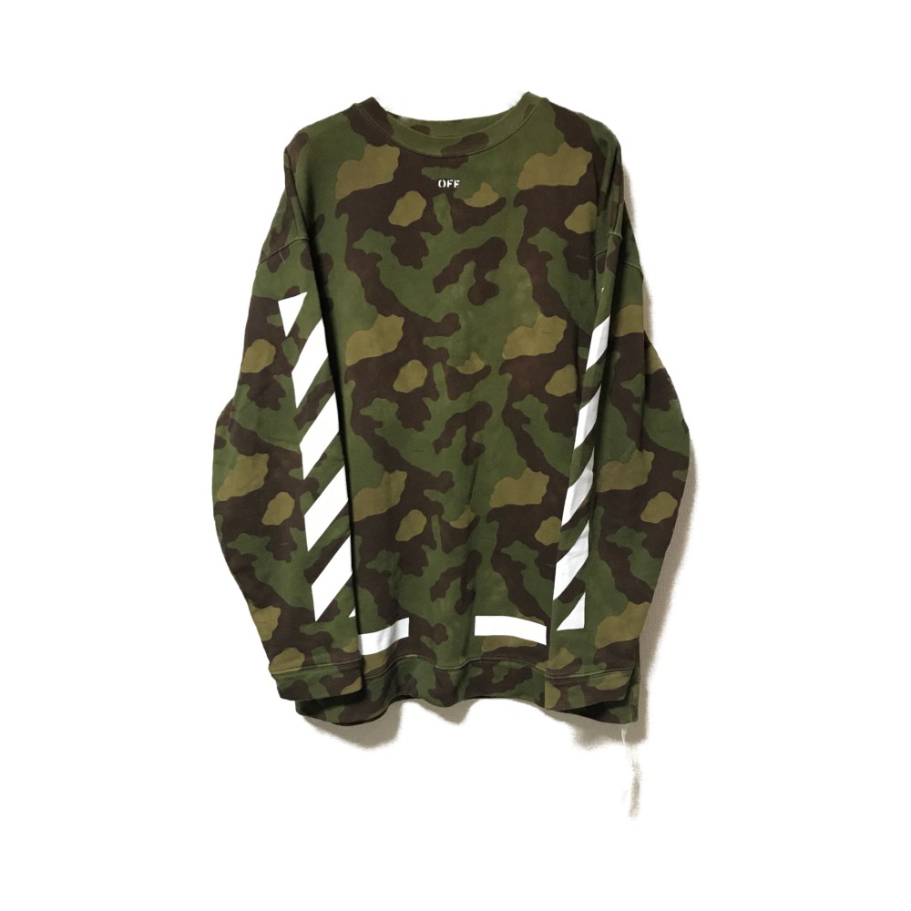 off white camo crewneck