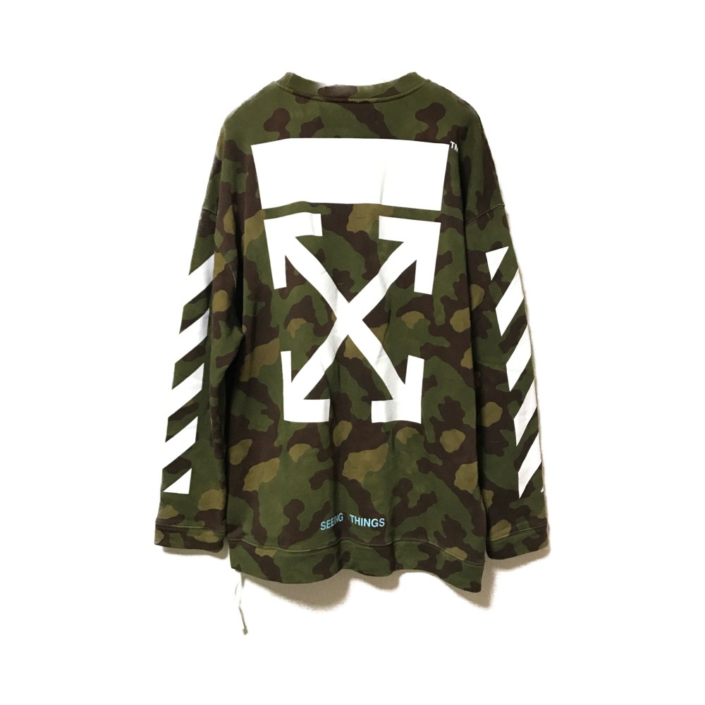 off white camo crewneck