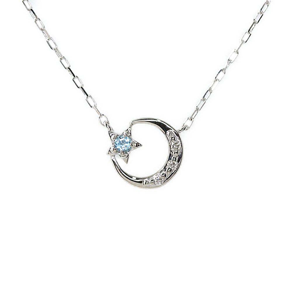 年最新海外 ヨンドシー クレセントムーンモチーフ 三日月 ブルートパーズ ダイヤモンドネックレス ペンダント K10wg 416 1 1g 4 N レディース H 3866 中古 独創的 Wellspringacademy Org