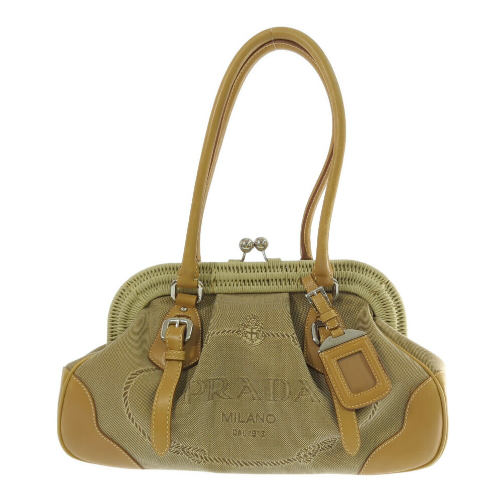 プラダ　サテンバッグ 楽天市場】極美品 プラダ PRADA がま口 ハンドバッグ パーティ