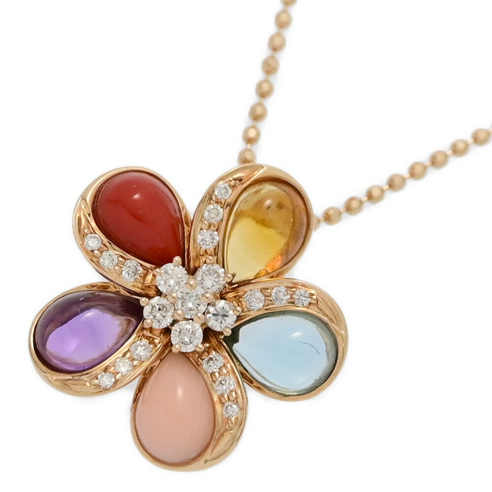 Au750 　k18花型ペンダント ネックレス ダイヤペンダント K18YG ゴールド 750 18K フラワー