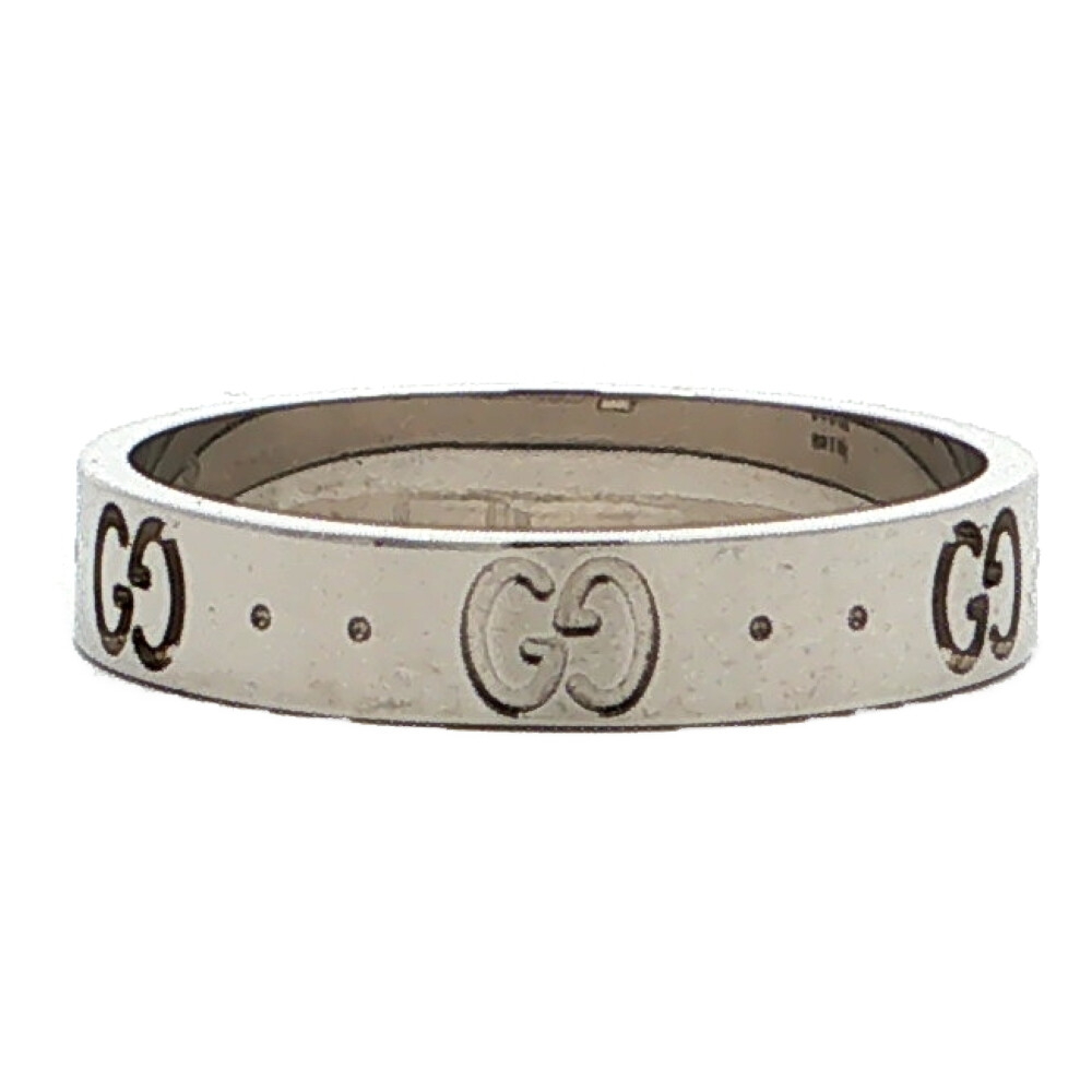 GUCCI グッチ アイコンリング 指環 K18WG/750-4.3g 18号 #58 白いことゴールド 【A】【メンズ・レディース】/h260421★■612158【中古】