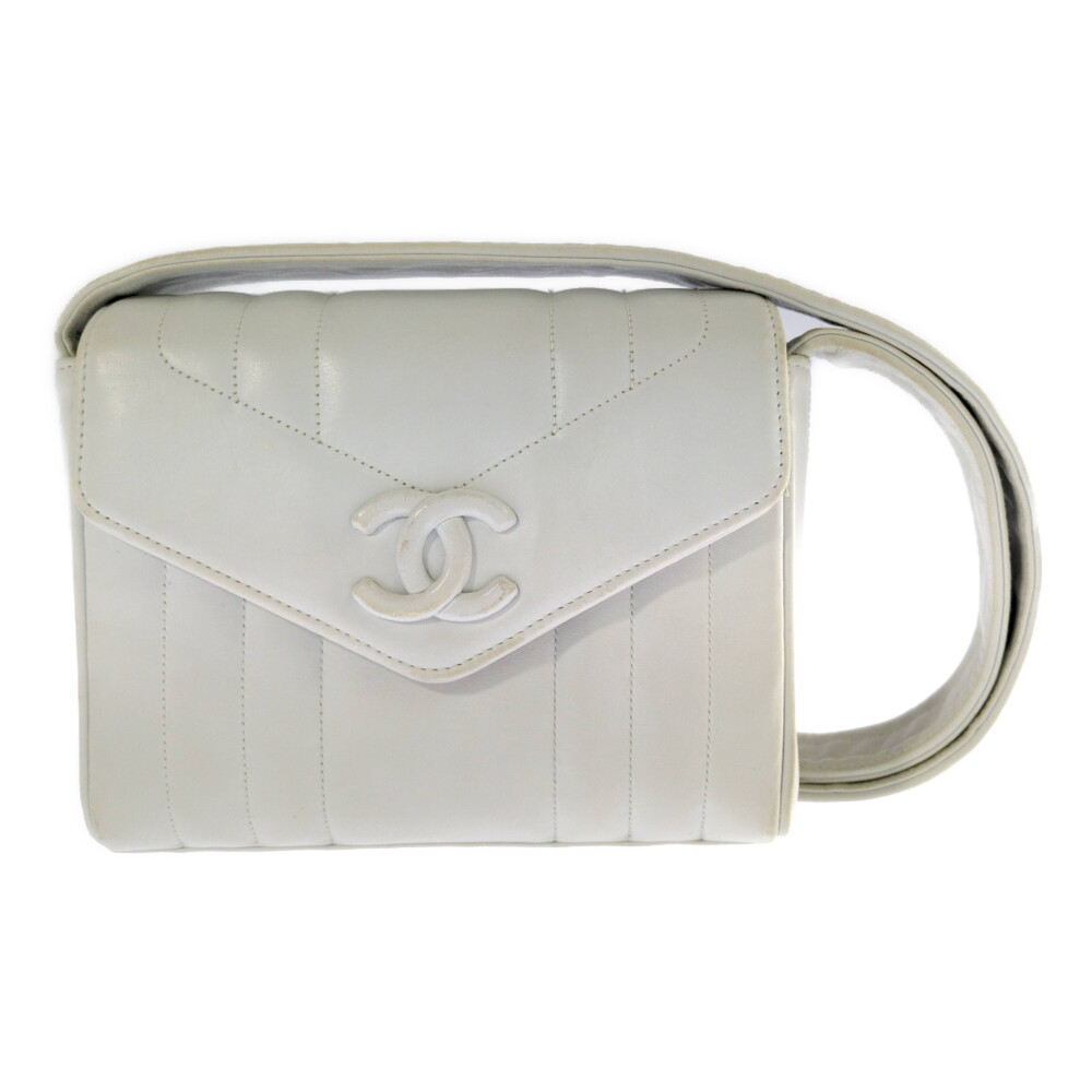 激レア CHANEL シャネル 縦編み目 ココマーク ショルダーバッグ 白いこと 90年月日 お嬢さん ヴィンテージ ミニ御徒面子 【オール時期】【B】【メンズ・レディース】/b260422★■612555【中古】